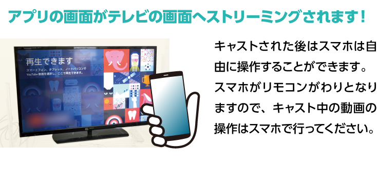 スマホのアプリ動画をテレビで観たい!