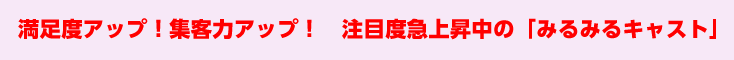 満足度アップ！集客力アップ！　注目度急上昇中の「みるみるキャスト」